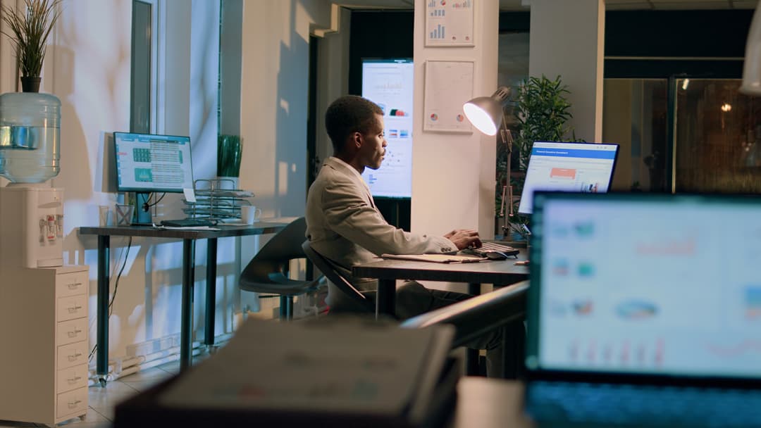 Man working on a desktop